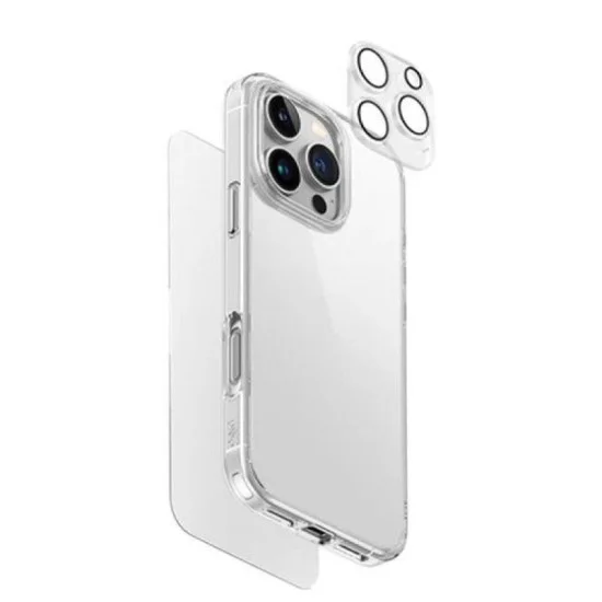 Uniq Hybrid Iphone 16 Pro (2024) 6.3 Magclick Charging Clearvue 360 Essential Bundle Pack - Clear
